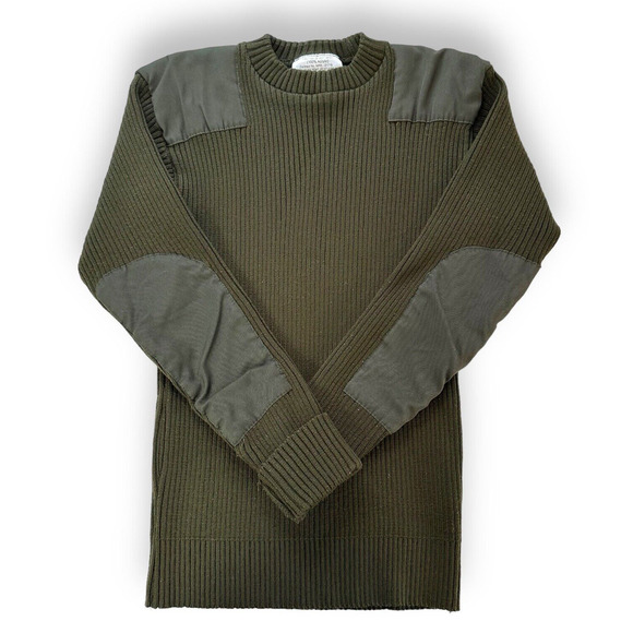 Commando Sweater Green Vintage Patches Ribbed Military Grunge Mens S Utilitarian - Picture 5 of 11